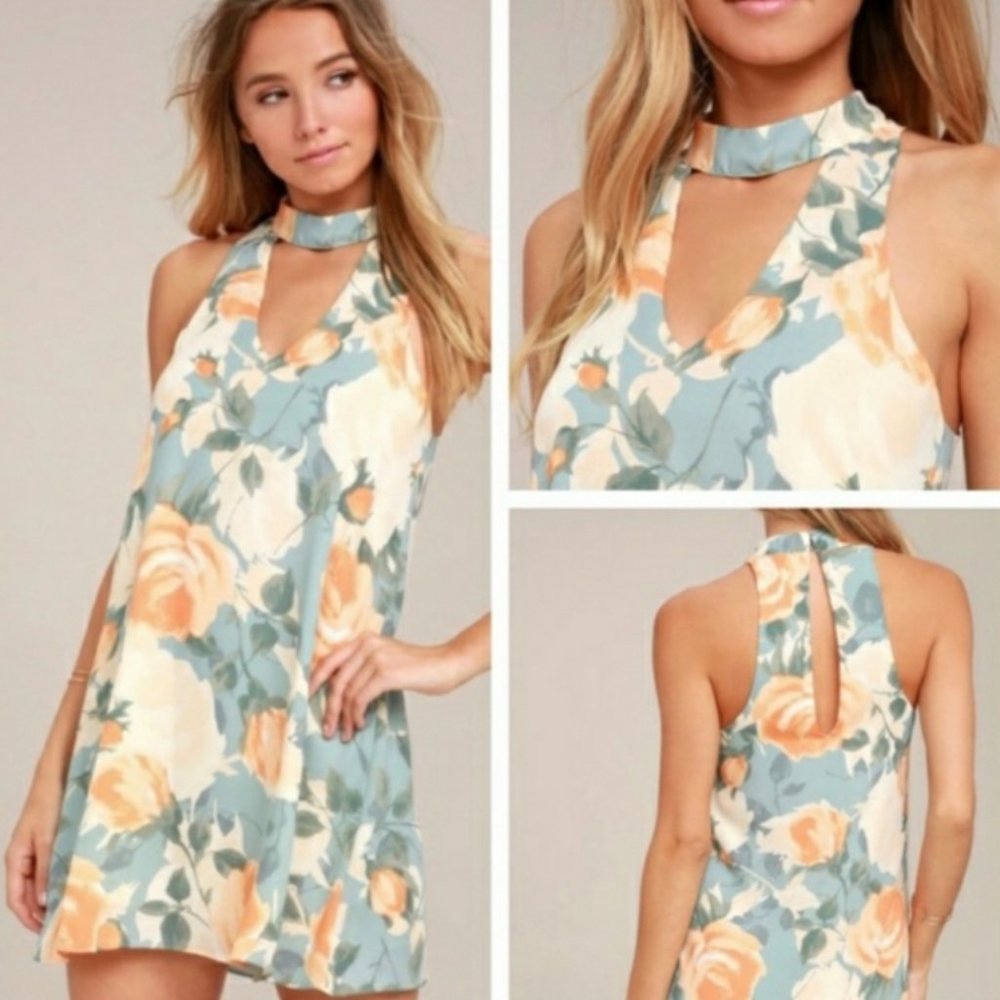 Lulus- Floral Halter Dress - Size M